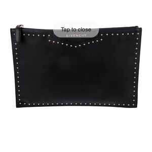 Givenchy Antigona Studded Clutch Zip Leather Pouch Black